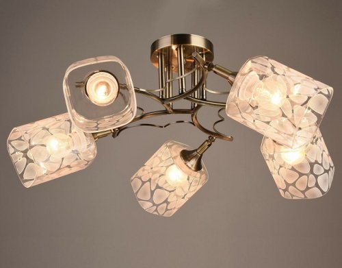 Люстра потолочная пятирожковая Мелодия Света Е27 220В 60Вт Медь картинка 